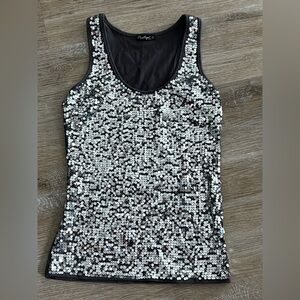 Silver Sequin Racerback Tank Large